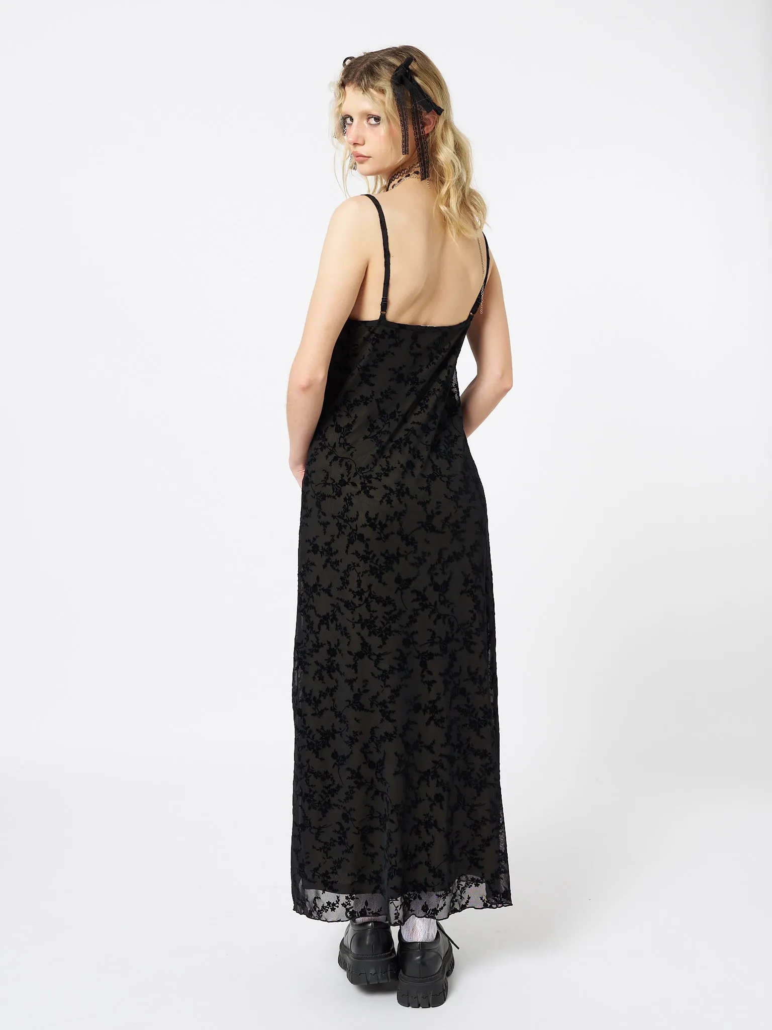 Titania Black Mesh Maxi Dress sold by Minga London product image thumbnail 4