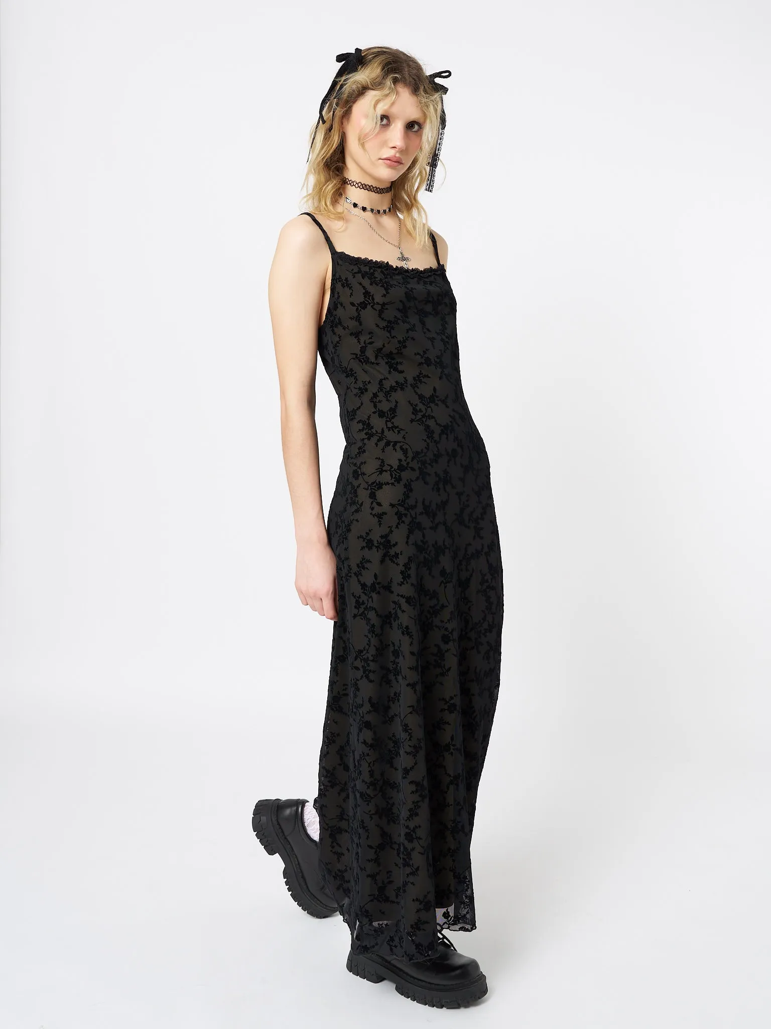 Titania Black Mesh Maxi Dress sold by Minga London product image thumbnail 2