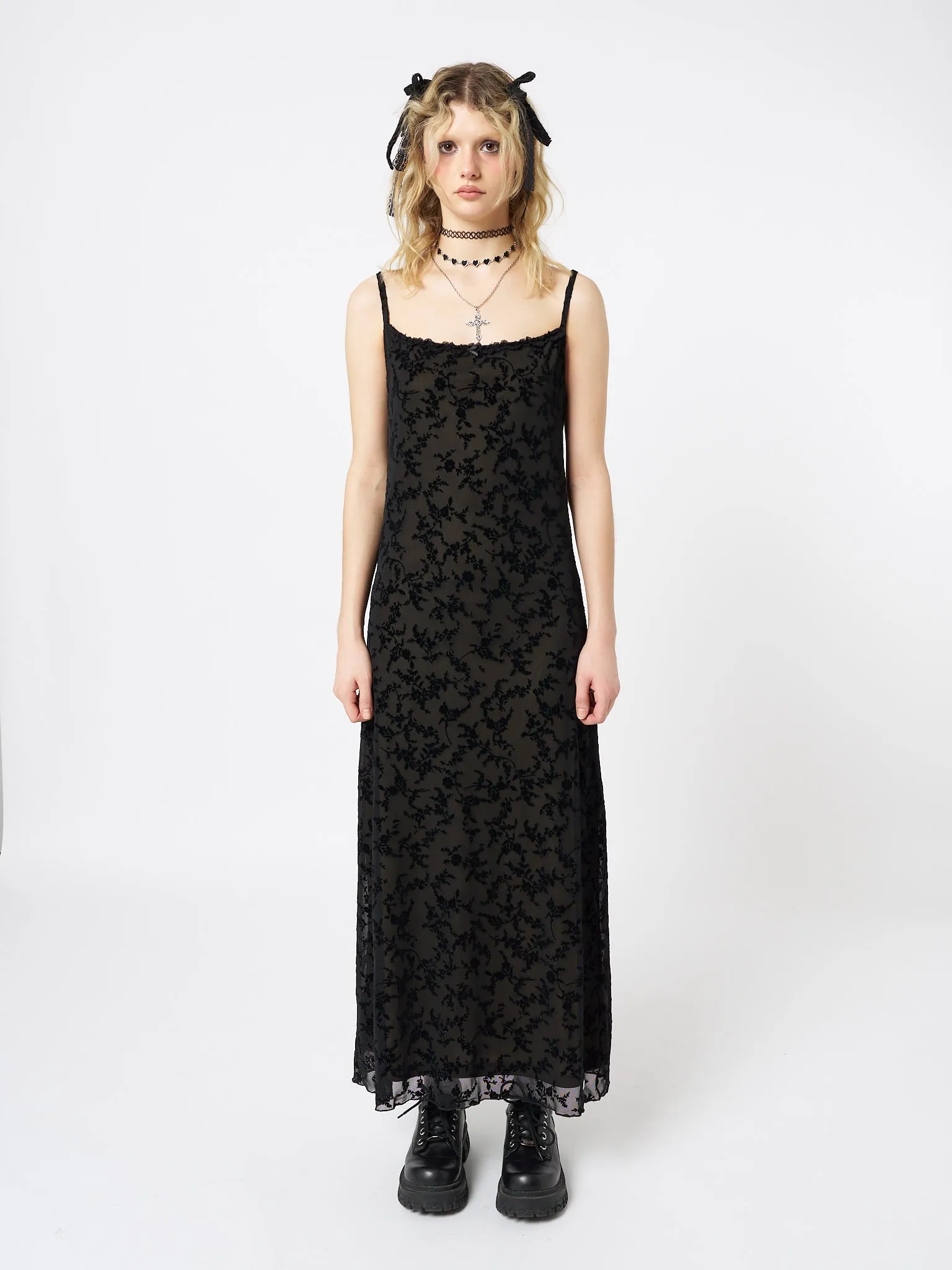 Titania Black Mesh Maxi Dress sold by Minga London product image thumbnail 3