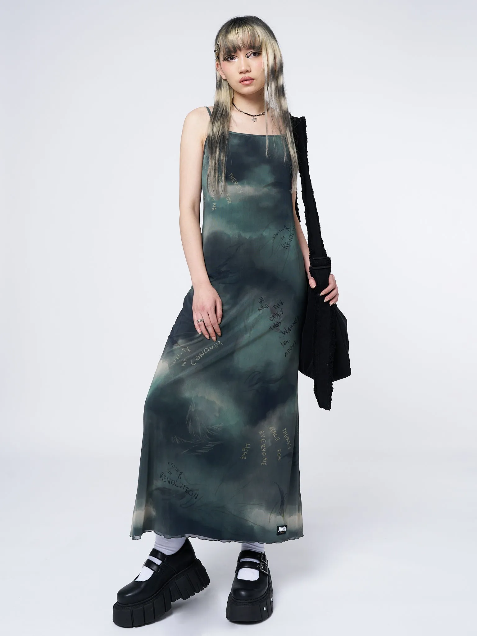 Eden Green Mesh Maxi Dress sold by Minga London product image thumbnail 5