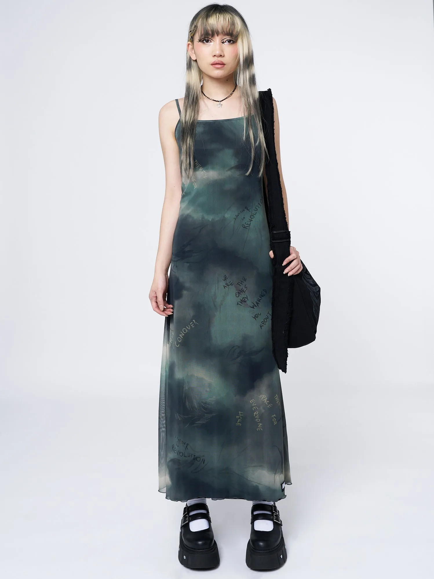 Eden Green Mesh Maxi Dress sold by Minga London product image thumbnail 2