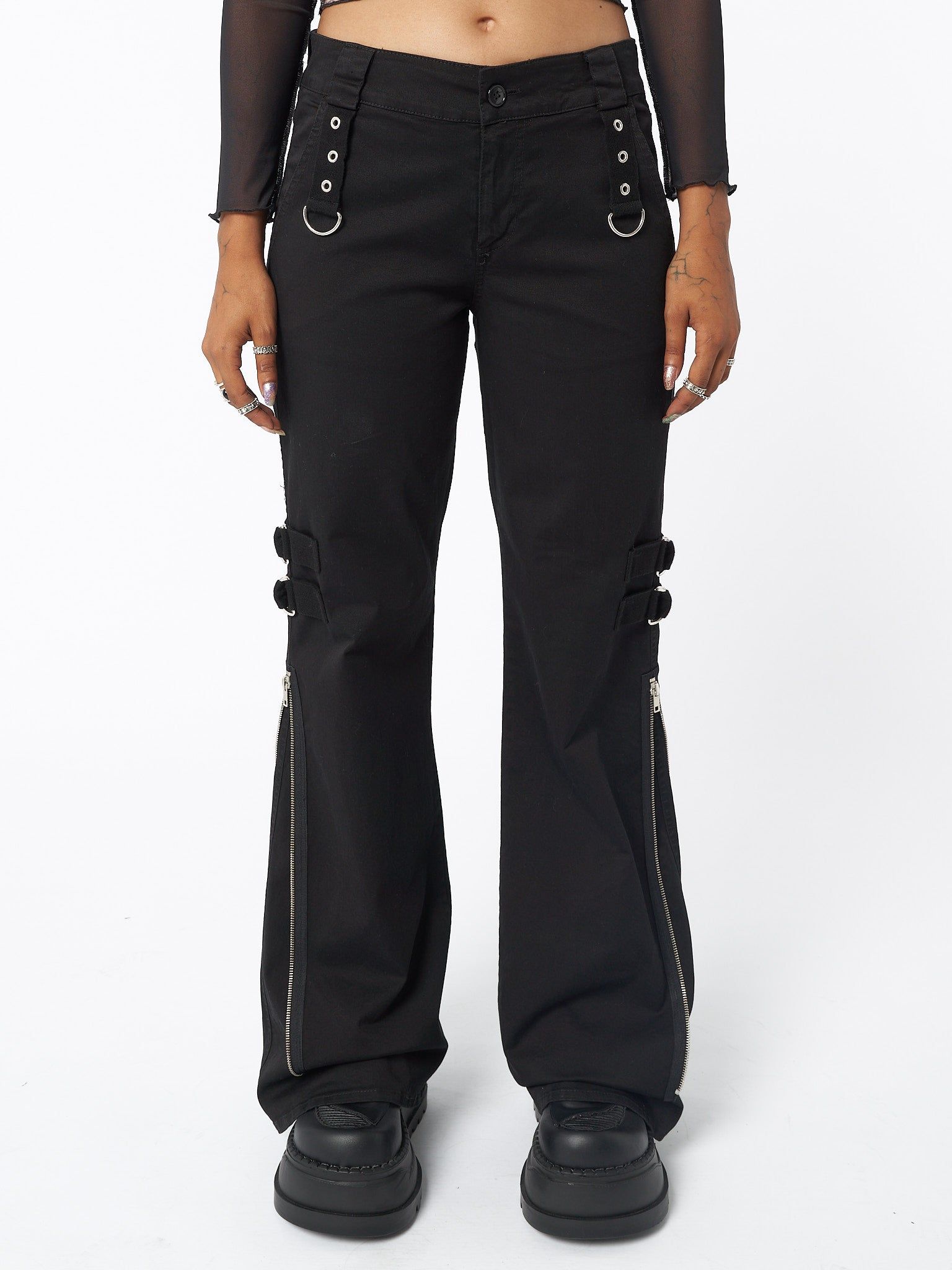 Black Rave Zip Pants sold by Minga London product image thumbnail 3