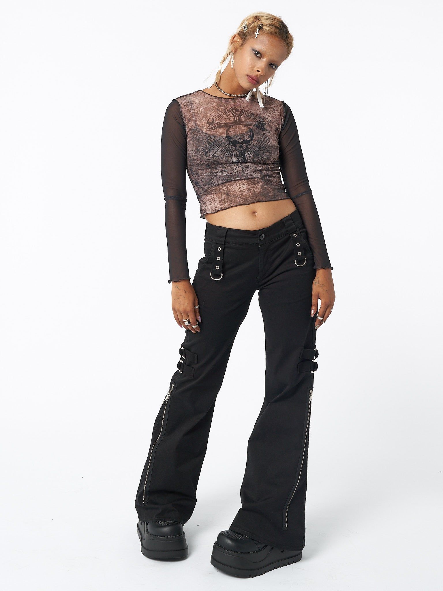 Black Rave Zip Pants sold by Minga London product image thumbnail 2