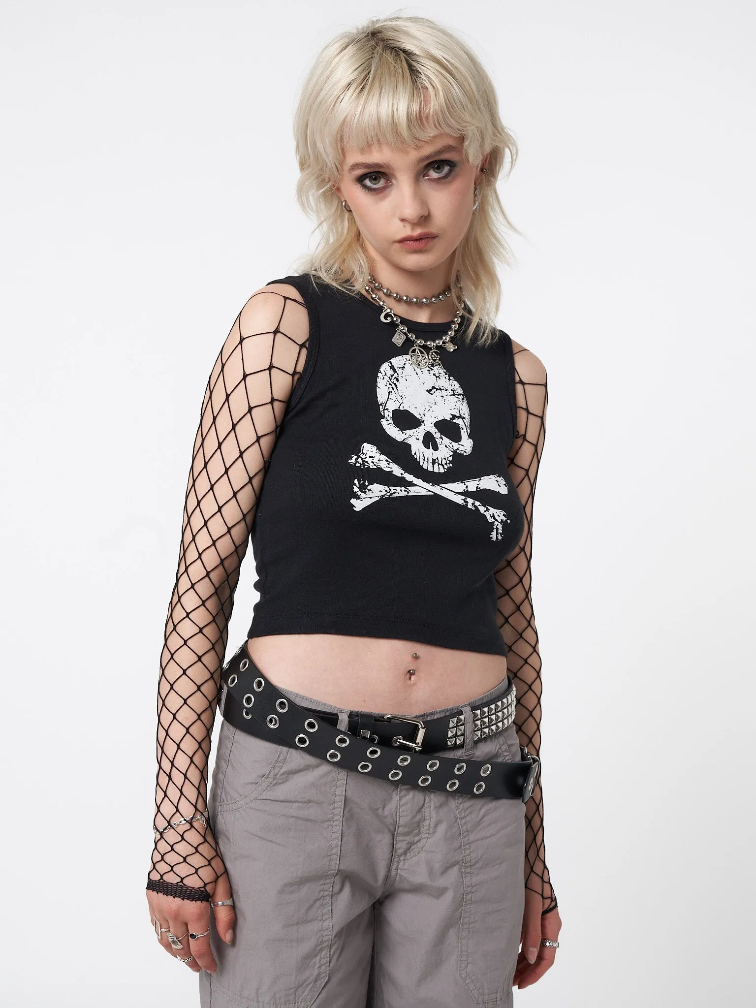 Skull Crossbones Black Vest Top sold by Minga London product image thumbnail 2