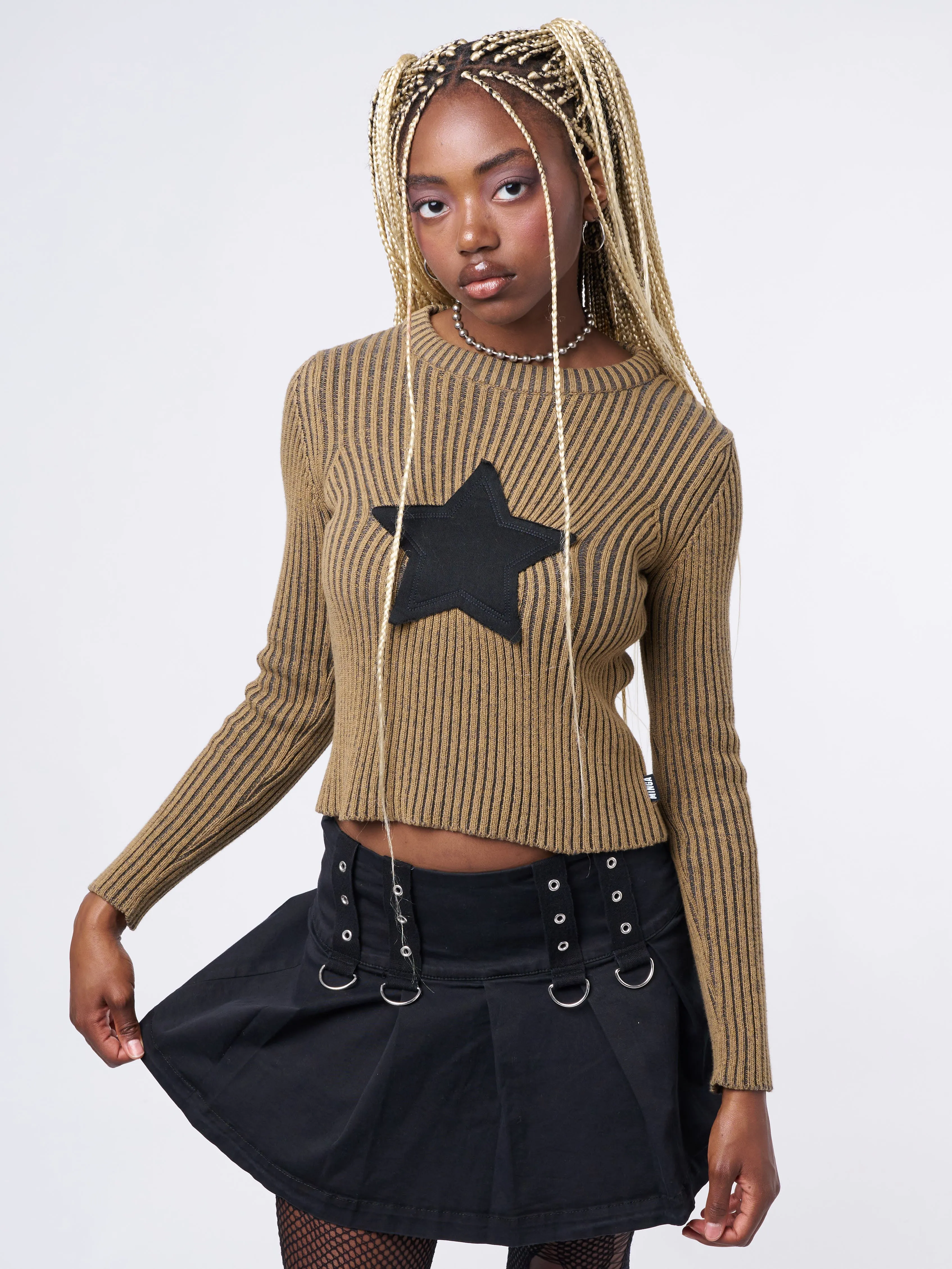 Star! Brown Chunky Knit Jumper sold by Minga London