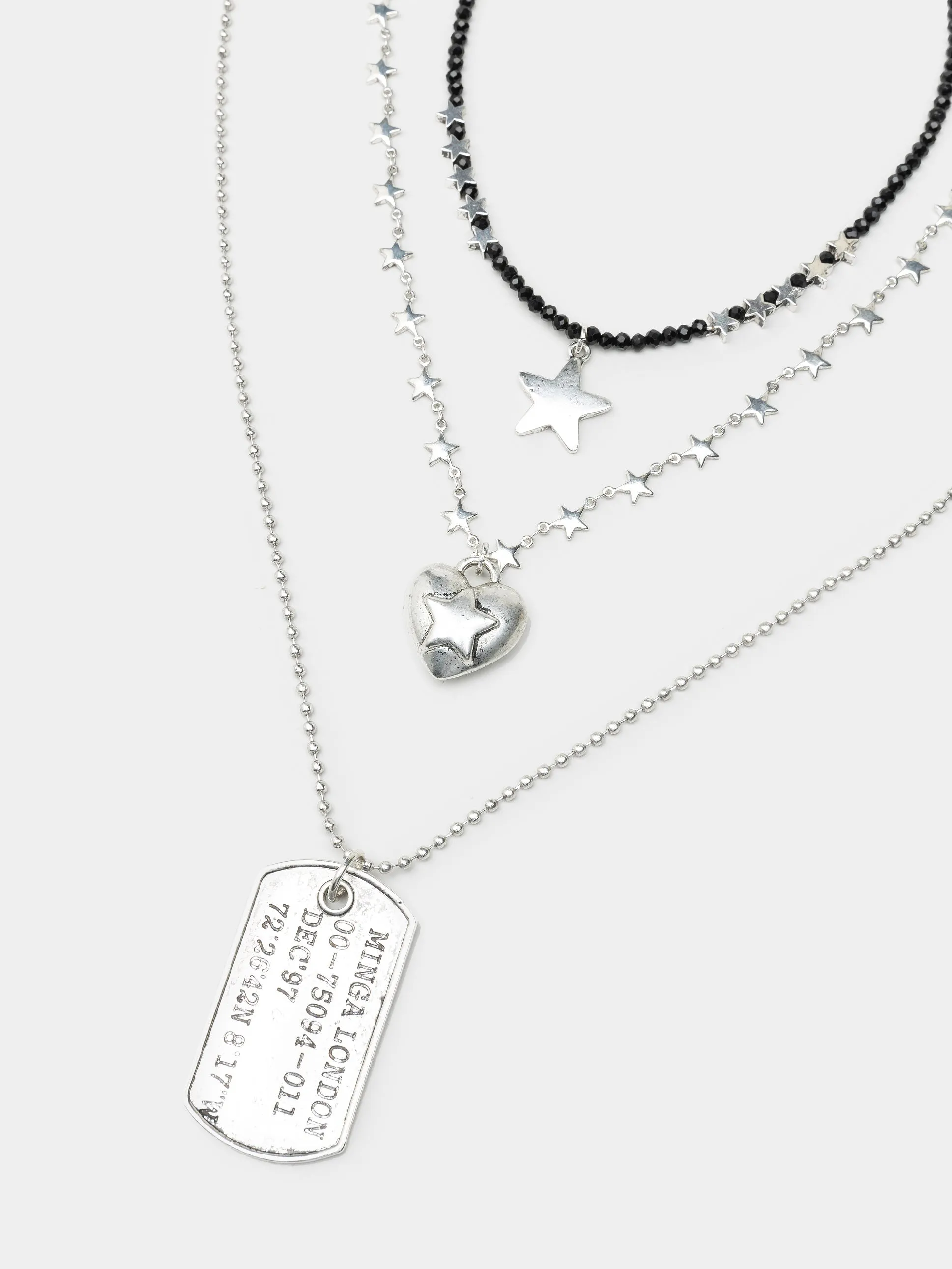 国内未入荷 Minga London - STARSTORM NECKLACE SET 2 PC Sigilism Necklace Set in Silver | Minga London – Minga