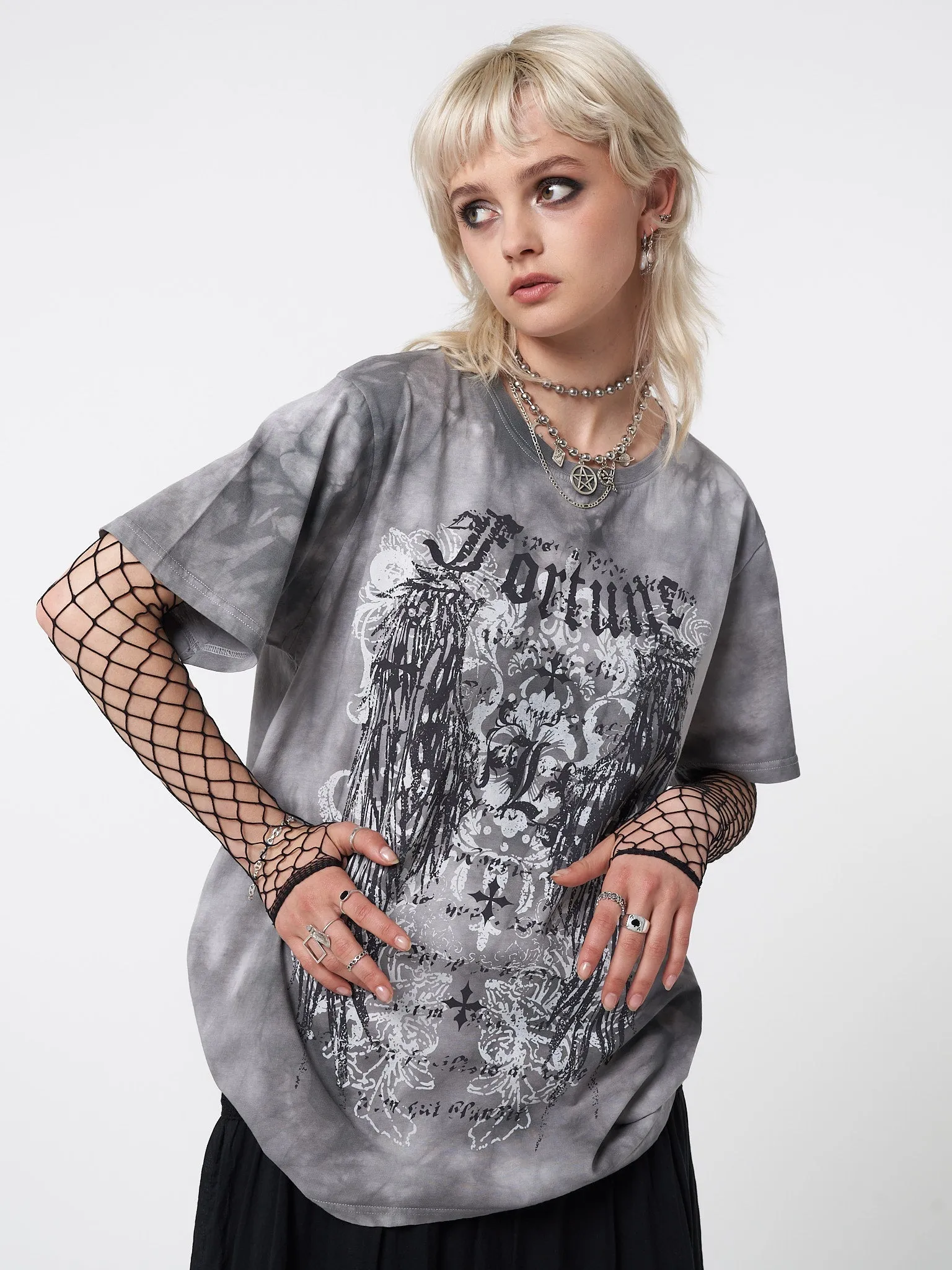 Fortune Wings Grey Tie Dye T-Shirt sold by Minga London