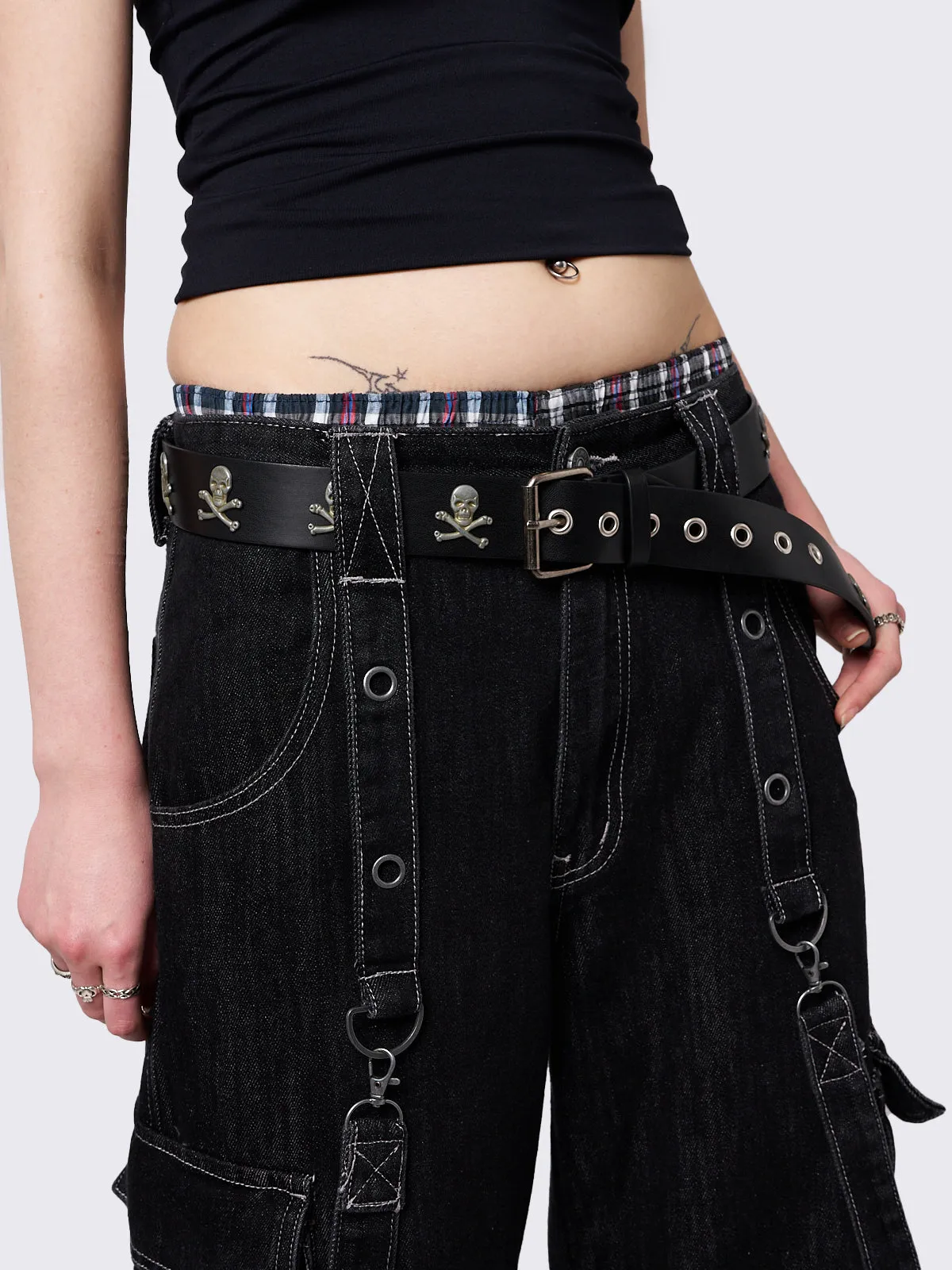 Cryptic Skull Black Buckle Belt sold by Minga London product image thumbnail 5