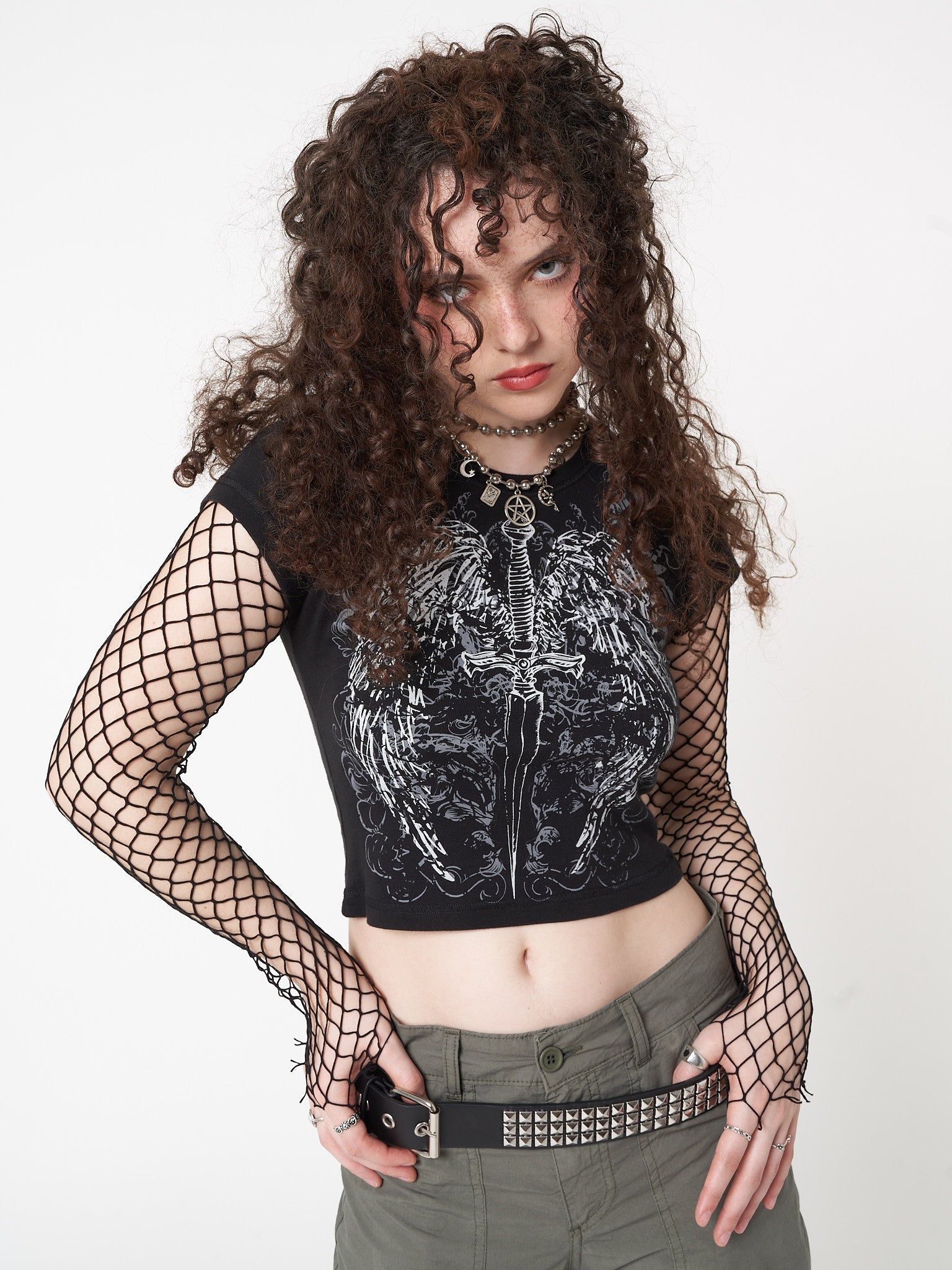 Angel Wings Black Baby Tee sold by Minga London