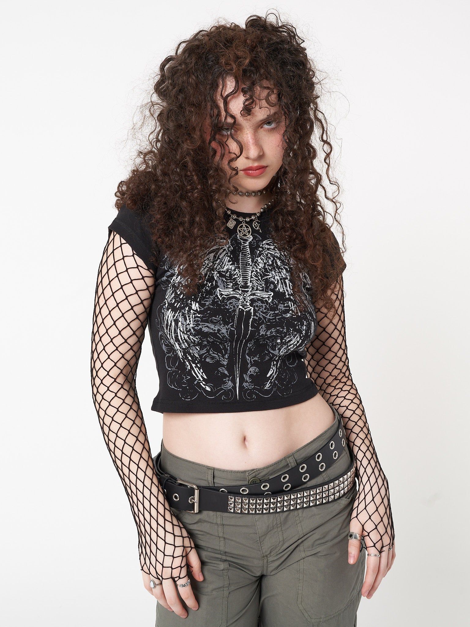 Angel Wings Black Baby Tee sold by Minga London product image thumbnail 3