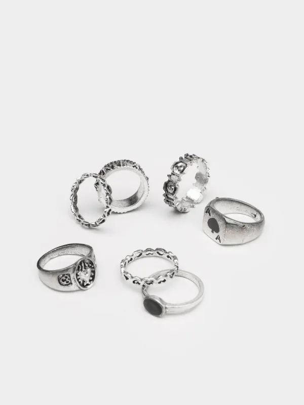 Ace Of Spades Silver Rings Set sold by Minga London