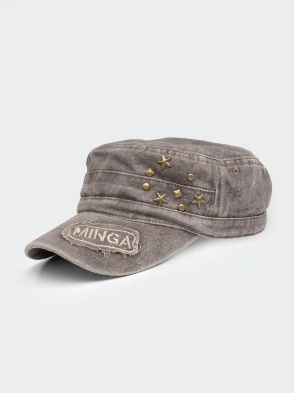 Star Studded Brown Minga Military Cap sold by Minga London