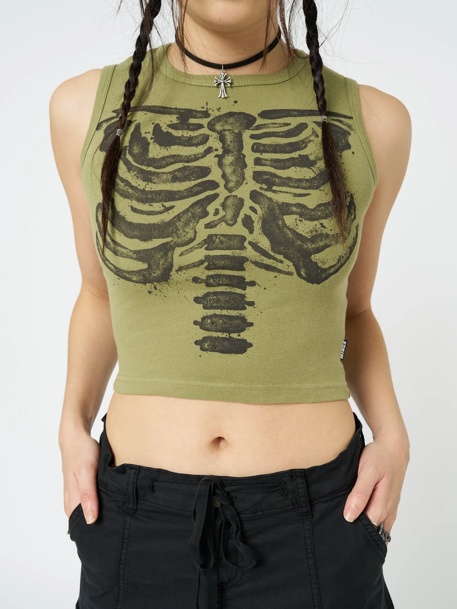 Skeleton Green Graphic Print Vest Top sold by Minga London product image thumbnail 3