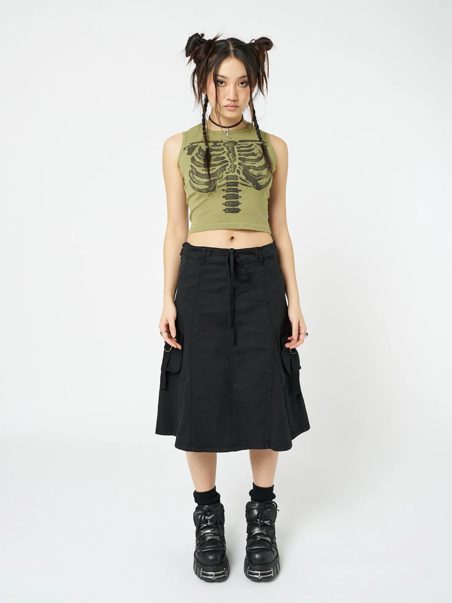 Skeleton Green Graphic Print Vest Top sold by Minga London product image thumbnail 5