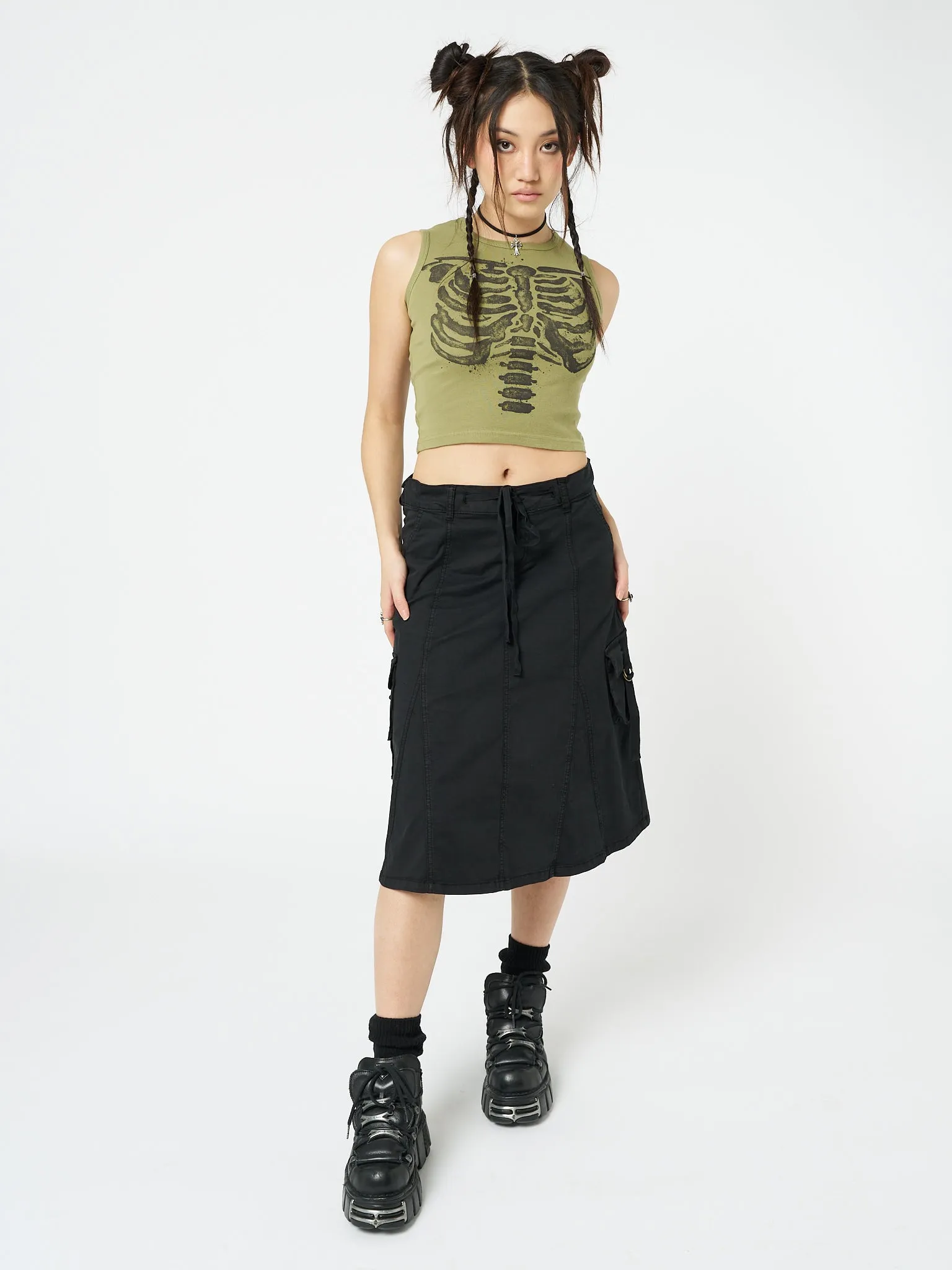 Skeleton Green Graphic Print Vest Top sold by Minga London product image thumbnail 2