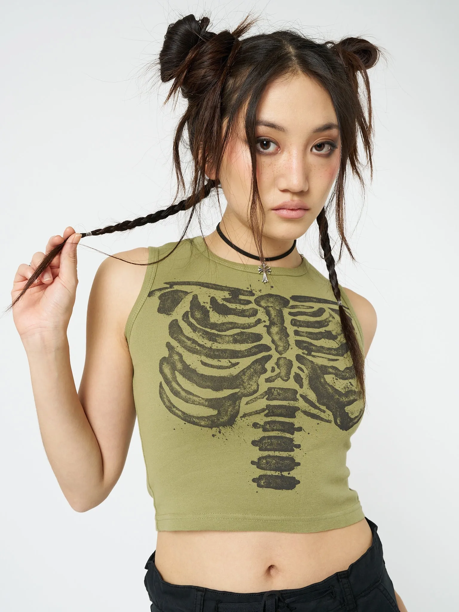 Skeleton Green Graphic Print Vest Top sold by Minga London product image thumbnail 4