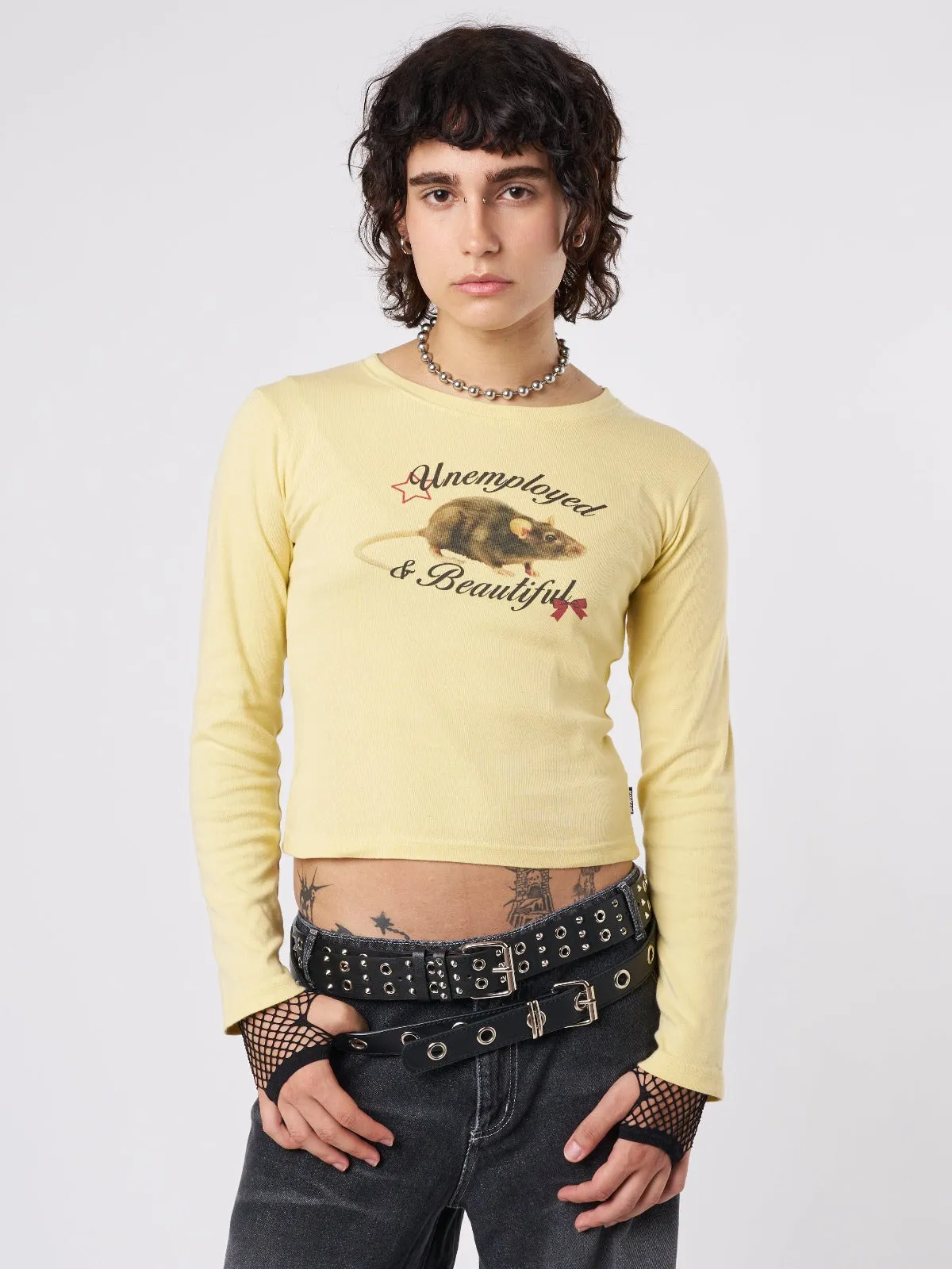 Unemployed & Beautiful Mouse Graphic Top sold by Minga London product image thumbnail 5