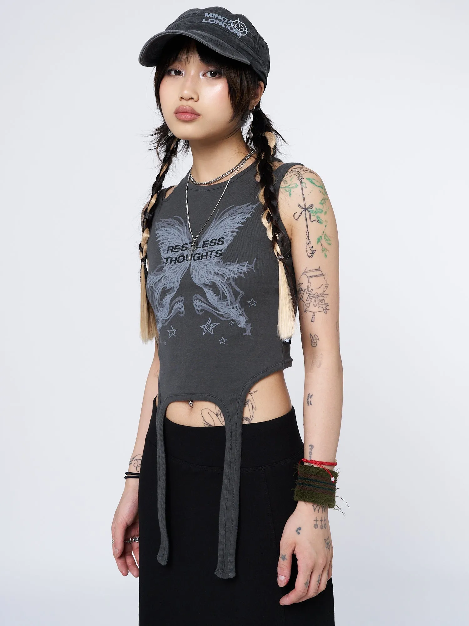 Restless Thoughts Grey Straps Top sold by Minga London product image thumbnail 3