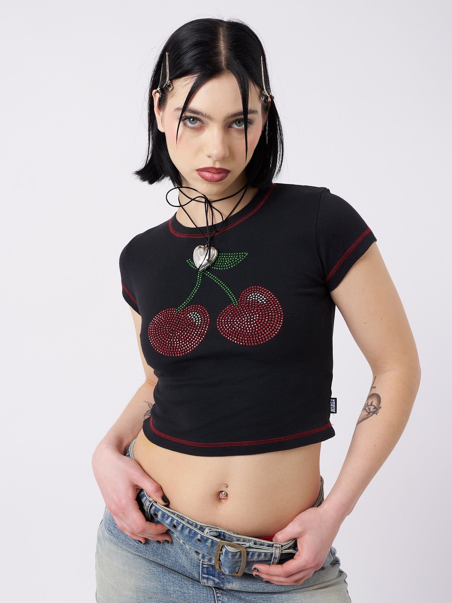 Mon Cheri Rhinestone Baby Tee sold by Minga London