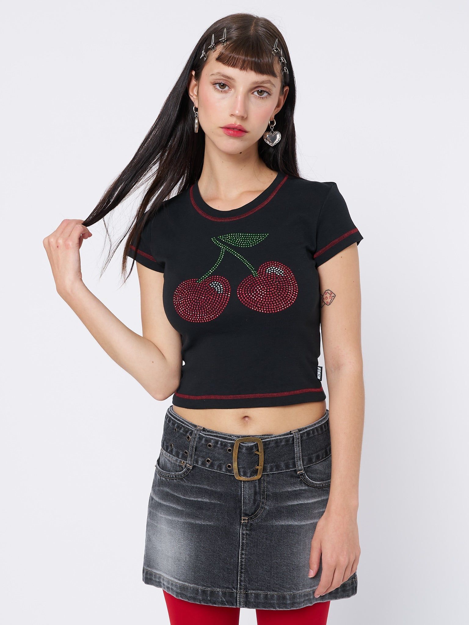 Mon Cheri Rhinestone Baby Tee sold by Minga London product image thumbnail 3