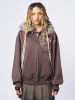 Kiara Faux Fur Neck Oversized Zip Up Hoodie sold by Minga London