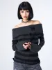 Cinder Striped Off Shoulder Knit Jumper sold by Minga London