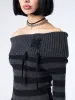 Cinder Striped Off Shoulder Knit Jumper sold by Minga London