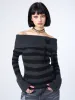 Cinder Striped Off Shoulder Knit Jumper sold by Minga London