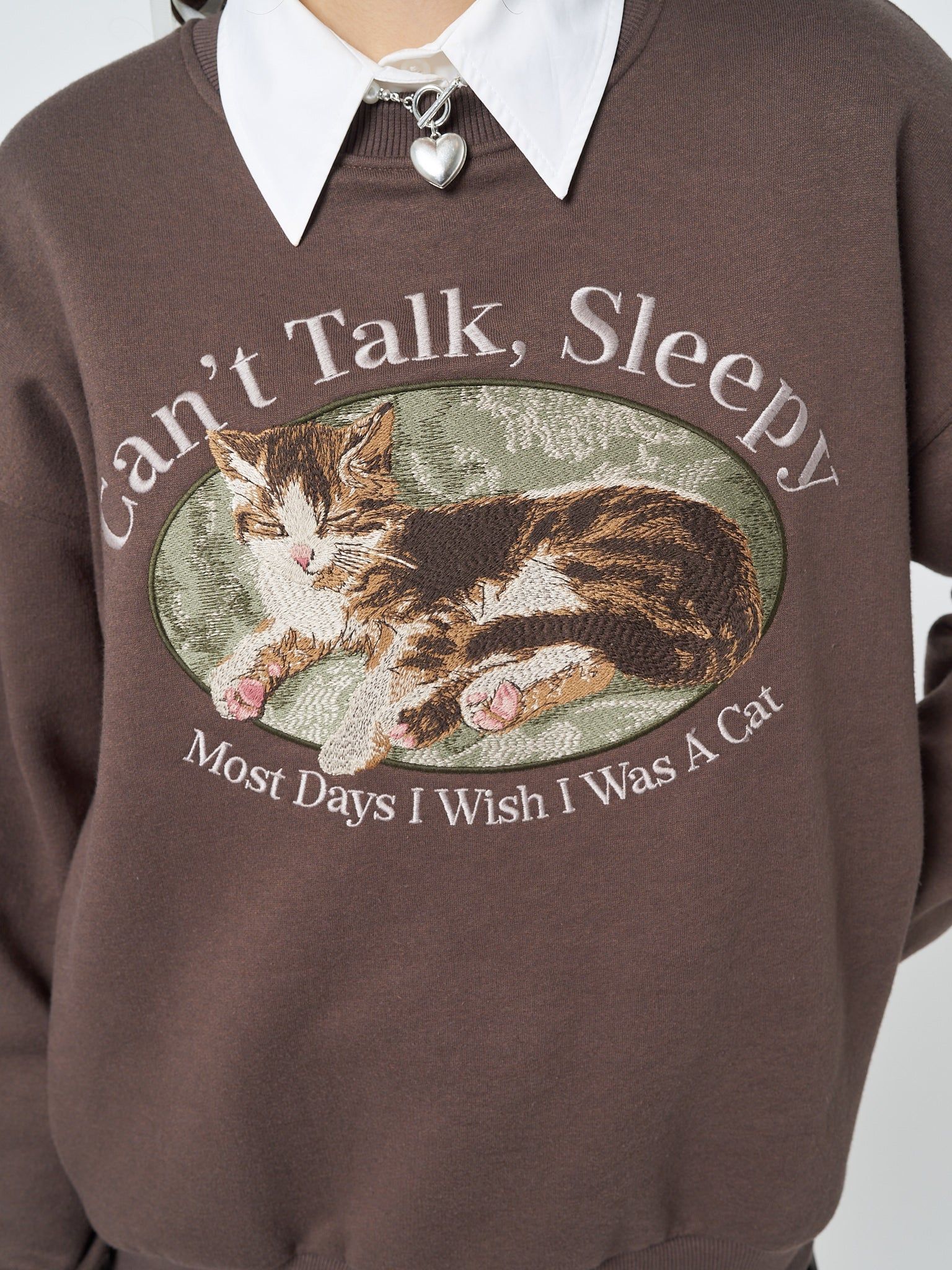 Can’t Talk Cat Embroidered Sweatshirt sold by Minga London product image thumbnail 3