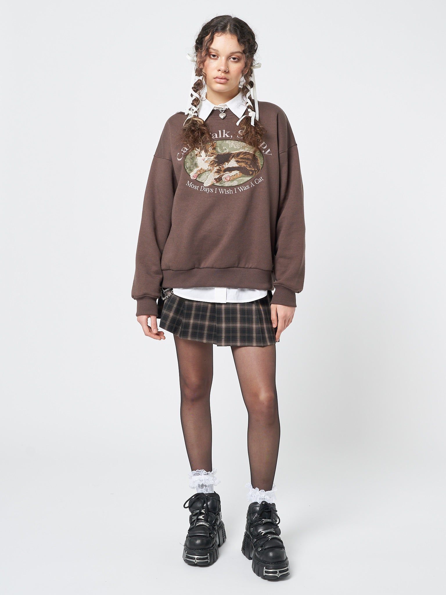 Can’t Talk Cat Embroidered Sweatshirt sold by Minga London product image thumbnail 2