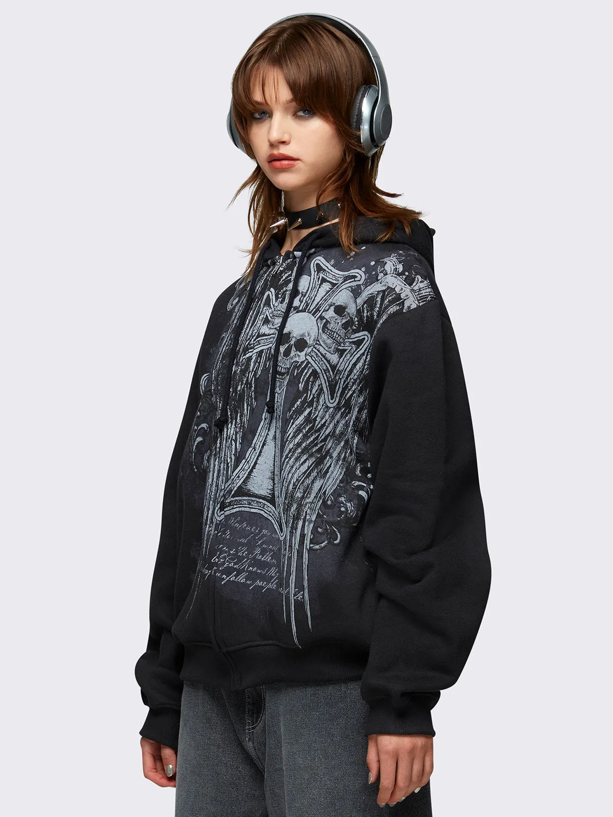 ストリートデビル Devil Wings Oversized Zip Up Hoodie | Parallel