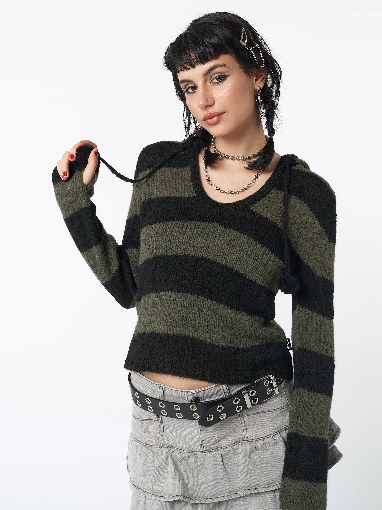 Forest Stripes Knitted Hoodie sold by Minga London product image thumbnail 3