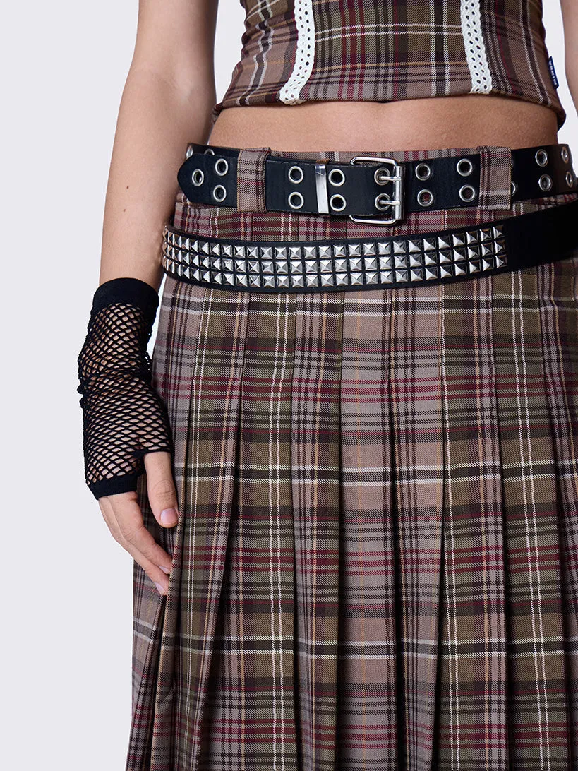Nenna Pleated Tartan Midi Skirt sold by Minga London product image thumbnail 3