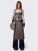 Nenna Pleated Tartan Midi Skirt sold by Minga London