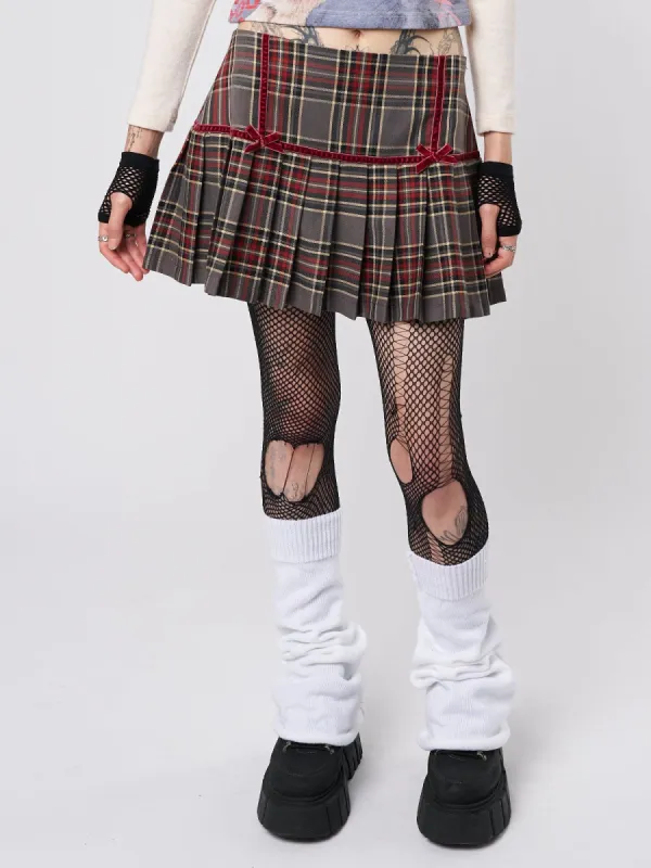 Orla Pleated Tartan Mini Skirt sold by Minga London