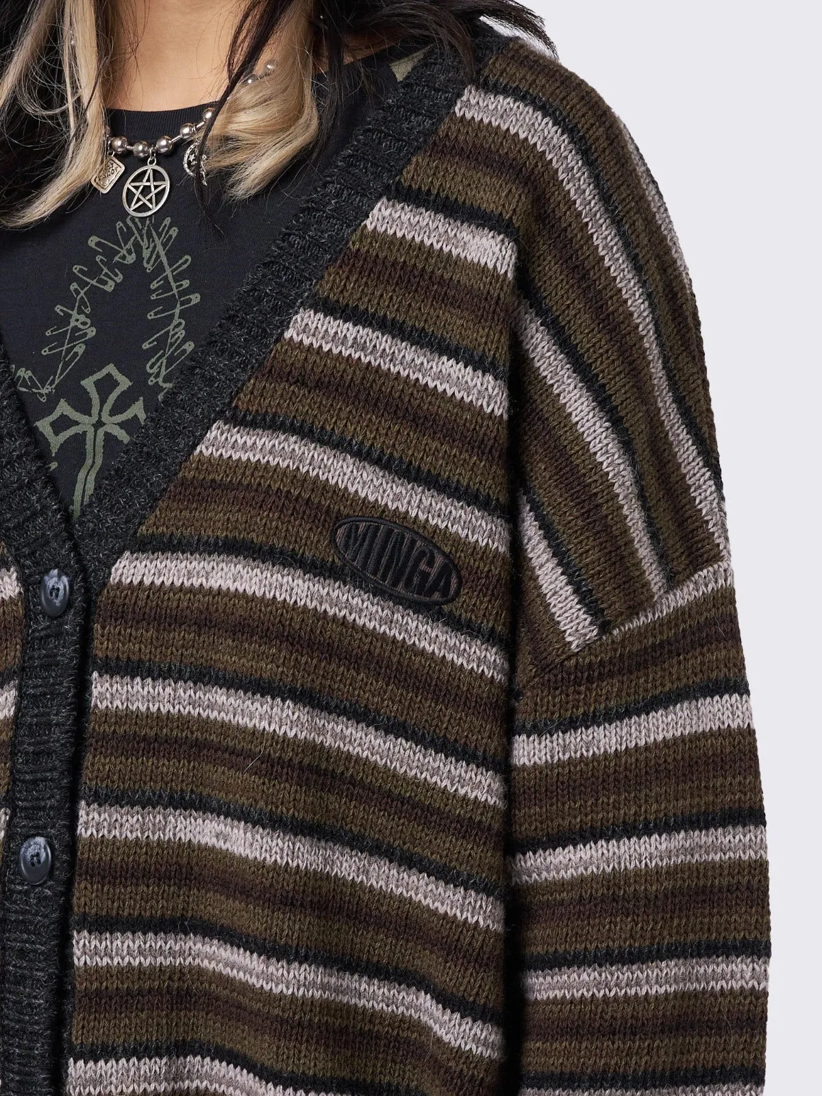 Gilmore Brown Striped Knit Cardigan sold by Minga London product image thumbnail 4