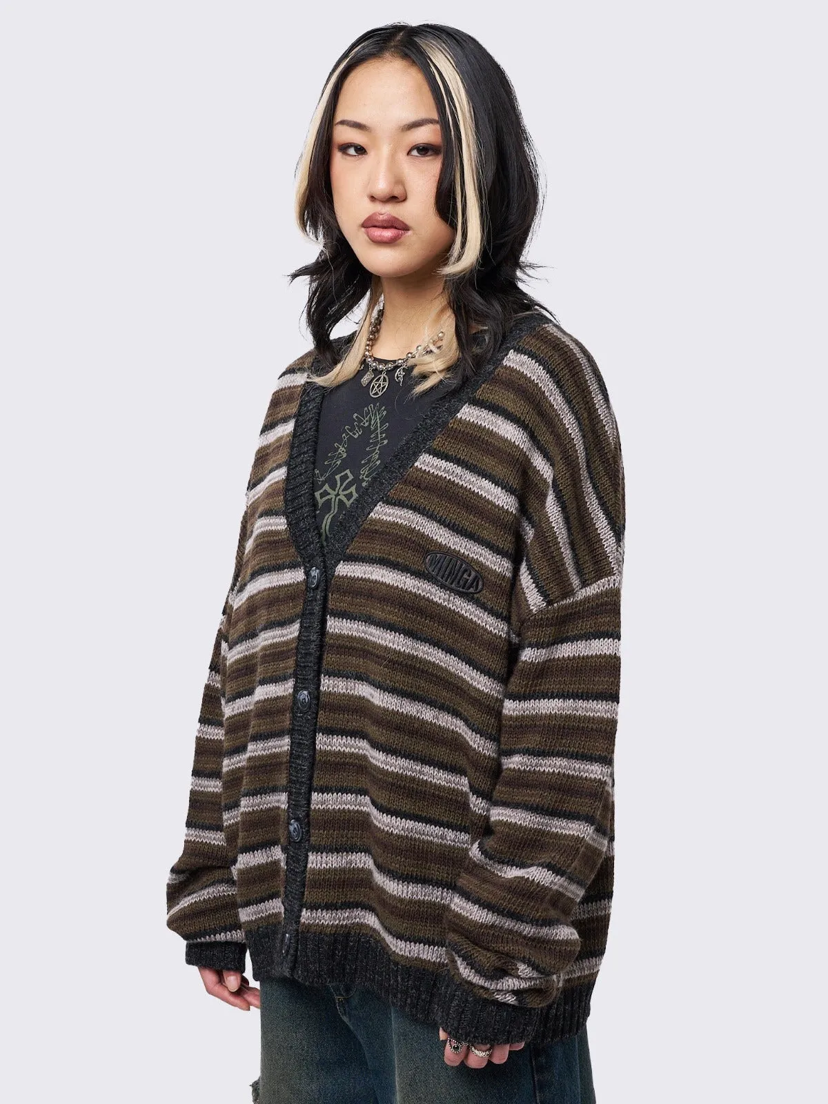 Gilmore Brown Striped Knit Cardigan sold by Minga London product image thumbnail 2