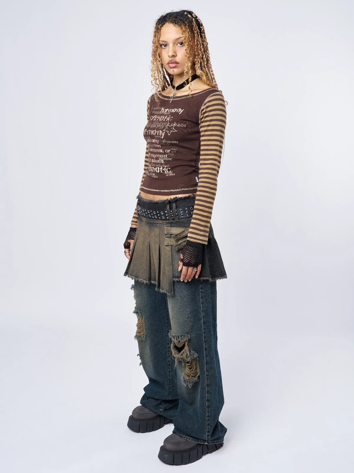 Chaotic Harmony Brown Striped Graphic Top sold by Minga London product image thumbnail 5