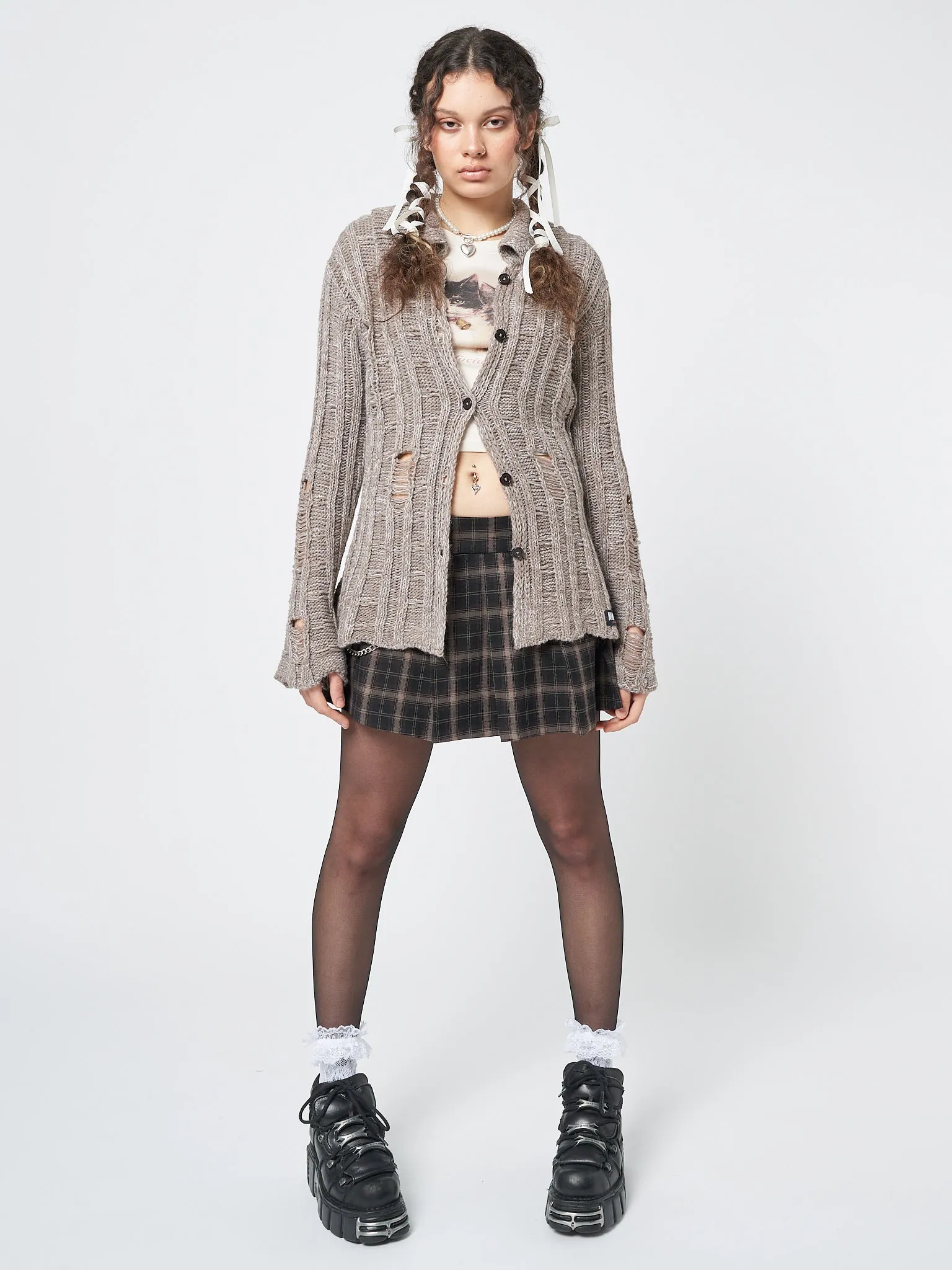 Gem Sand Distressed Knit Cardigan sold by Minga London product image thumbnail 5