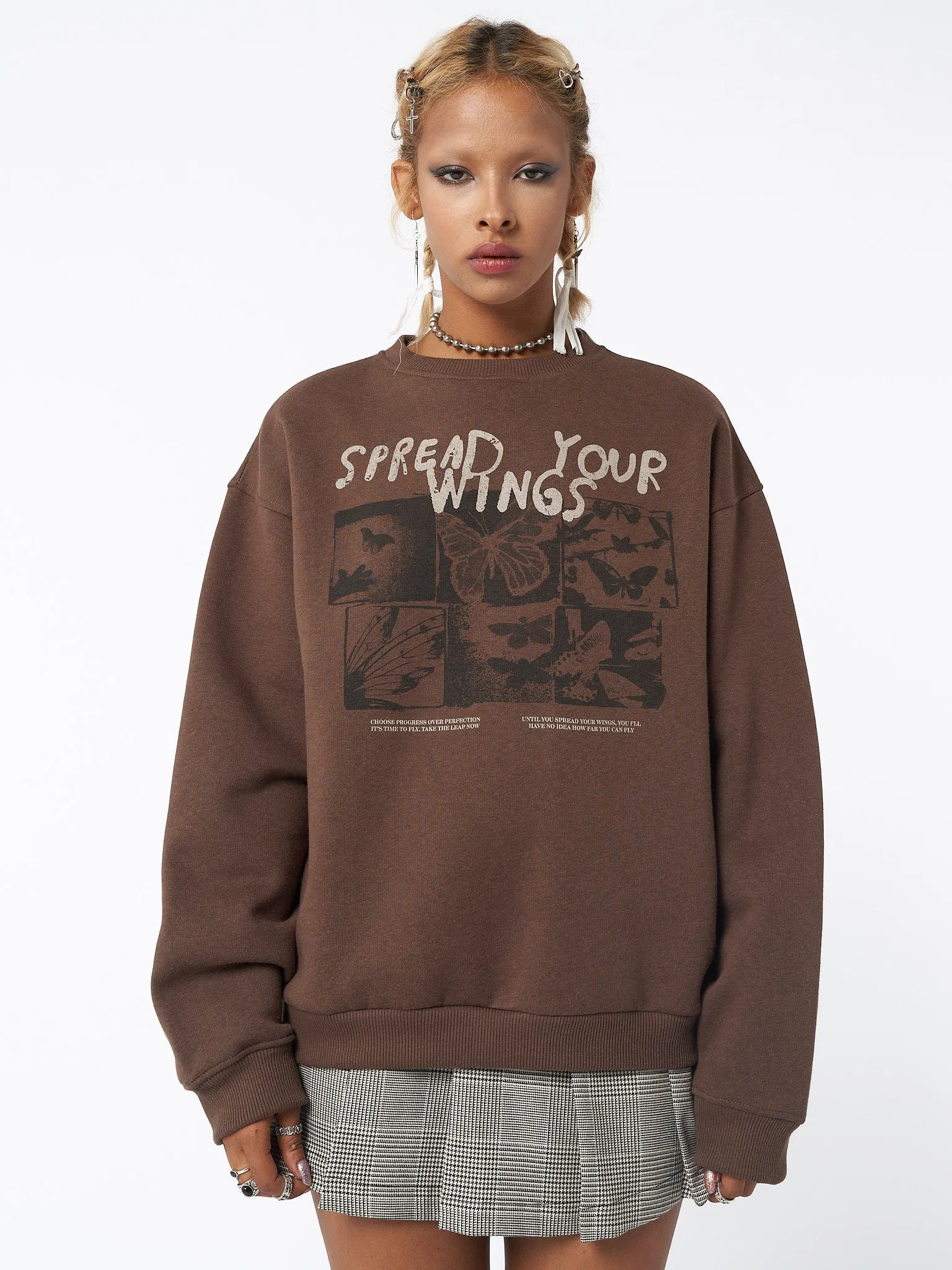 Spread Your Wings Brown Sweatshirt sold by Minga London