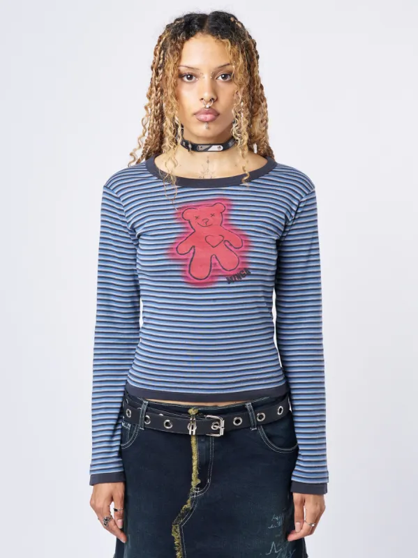 Bloody Teddy Blue Striped Top sold by Minga London