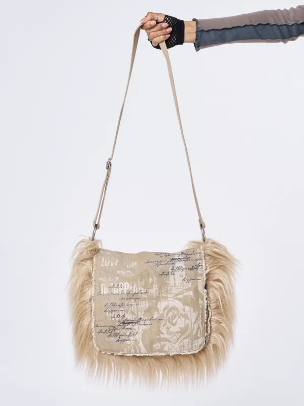 Fluffy Canvas Messenger Bag sold by Minga London