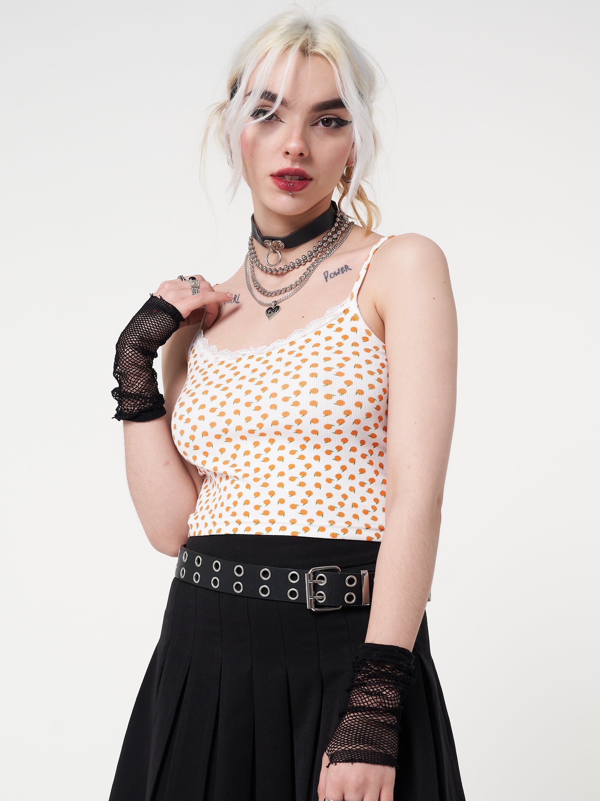 Orange Garden Lace Cami Top sold by Minga London