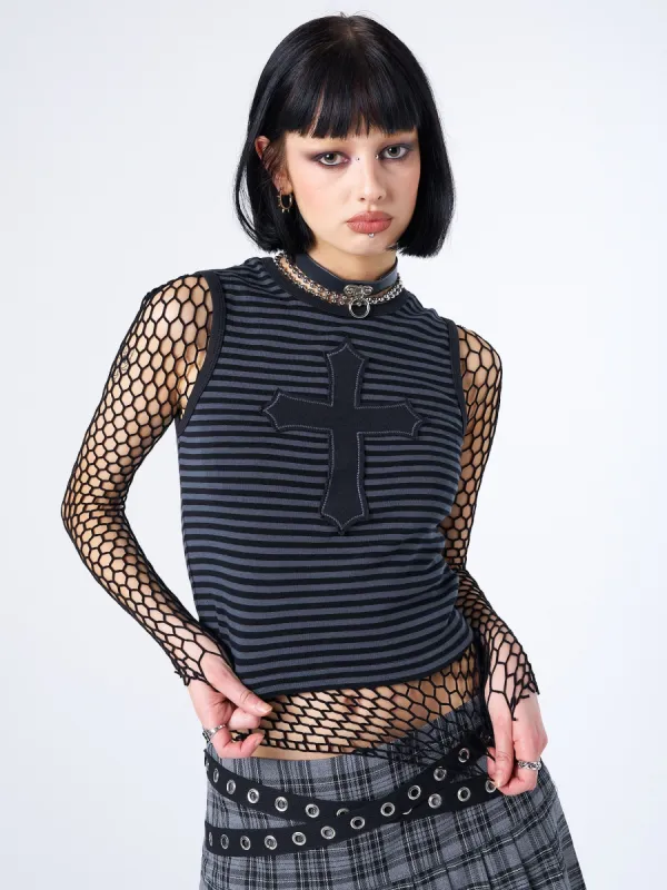 Anastasia Cross Striped Tank Top sold by Minga London