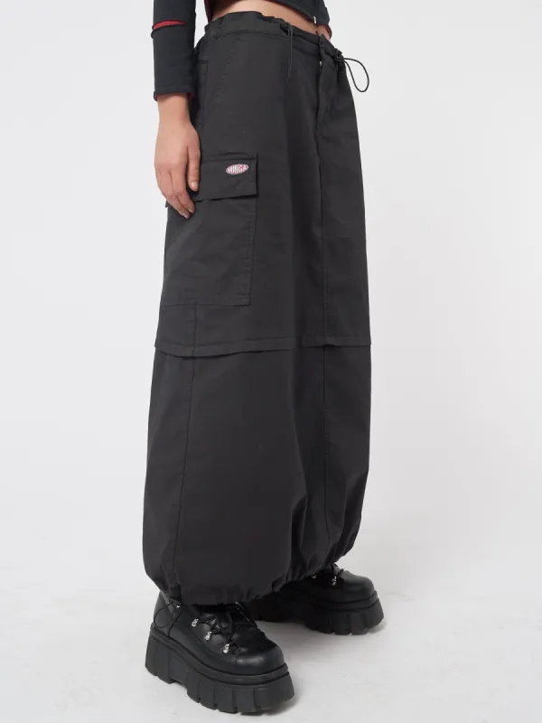 Ruby Black Maxi Tech Cargo Skirt sold by Minga London