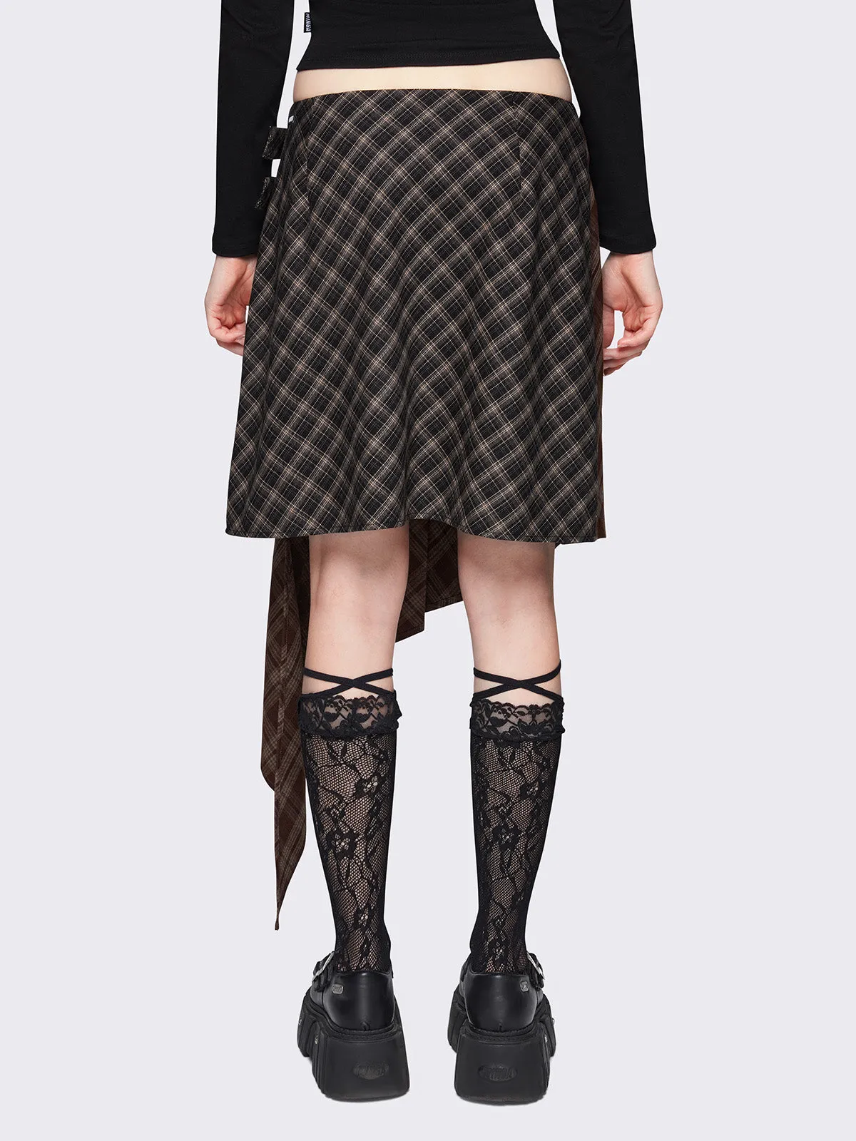 Kya Plaid Asymmetric Skirt sold by Minga London product image thumbnail 4