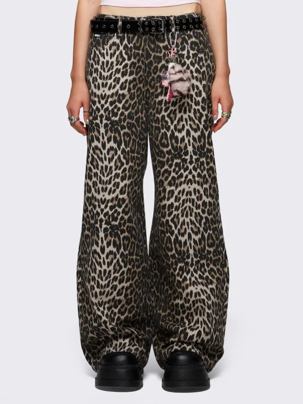 Leopard Baggy Jeans sold by Minga London