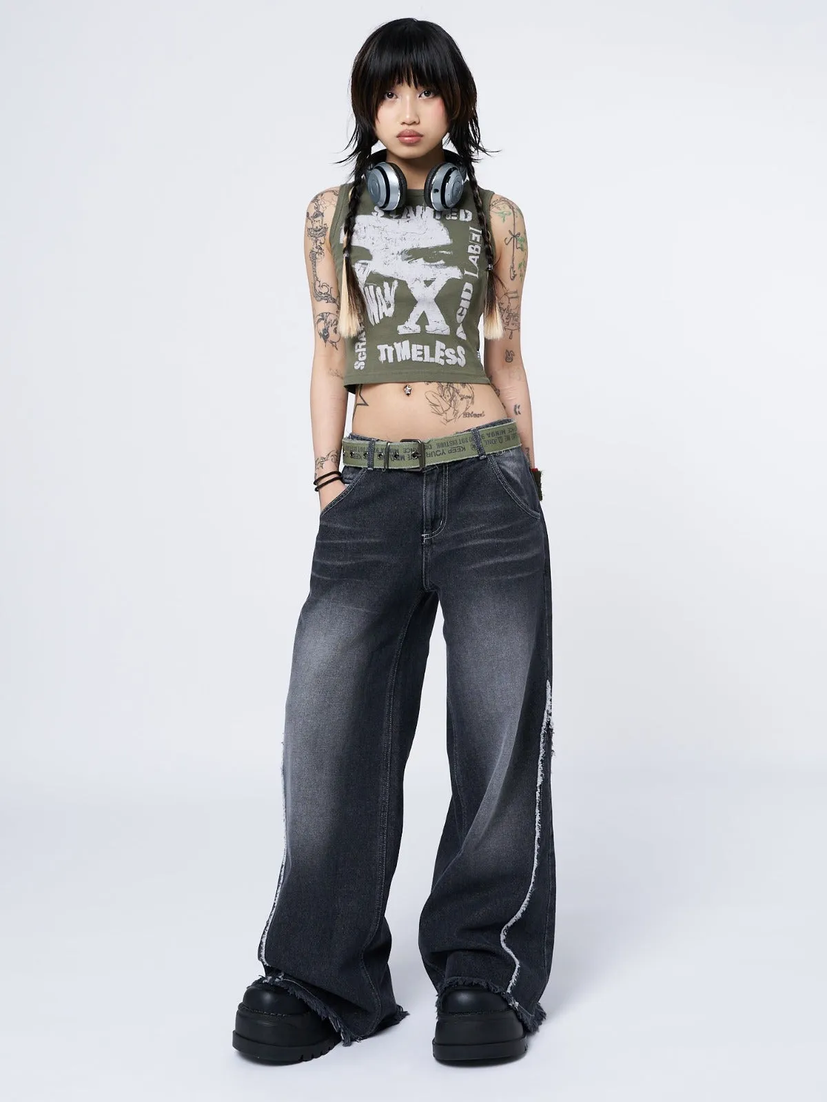 Acid Vision Khaki Graphic Vest Top sold by Minga London product image thumbnail 2