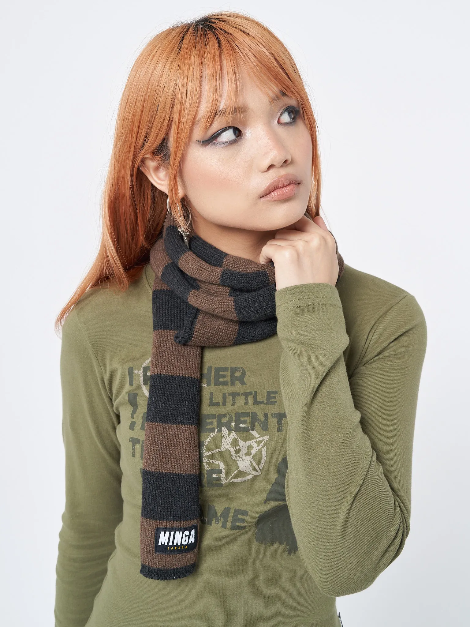 Minga London Umber Stripes Knitted Scarf | Parallel