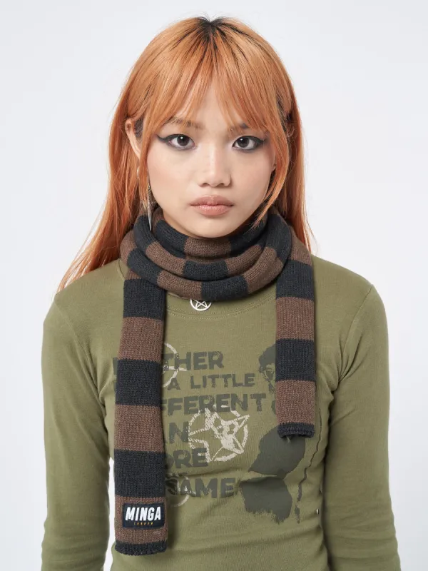 Umber Stripes Knitted Scarf sold by Minga London